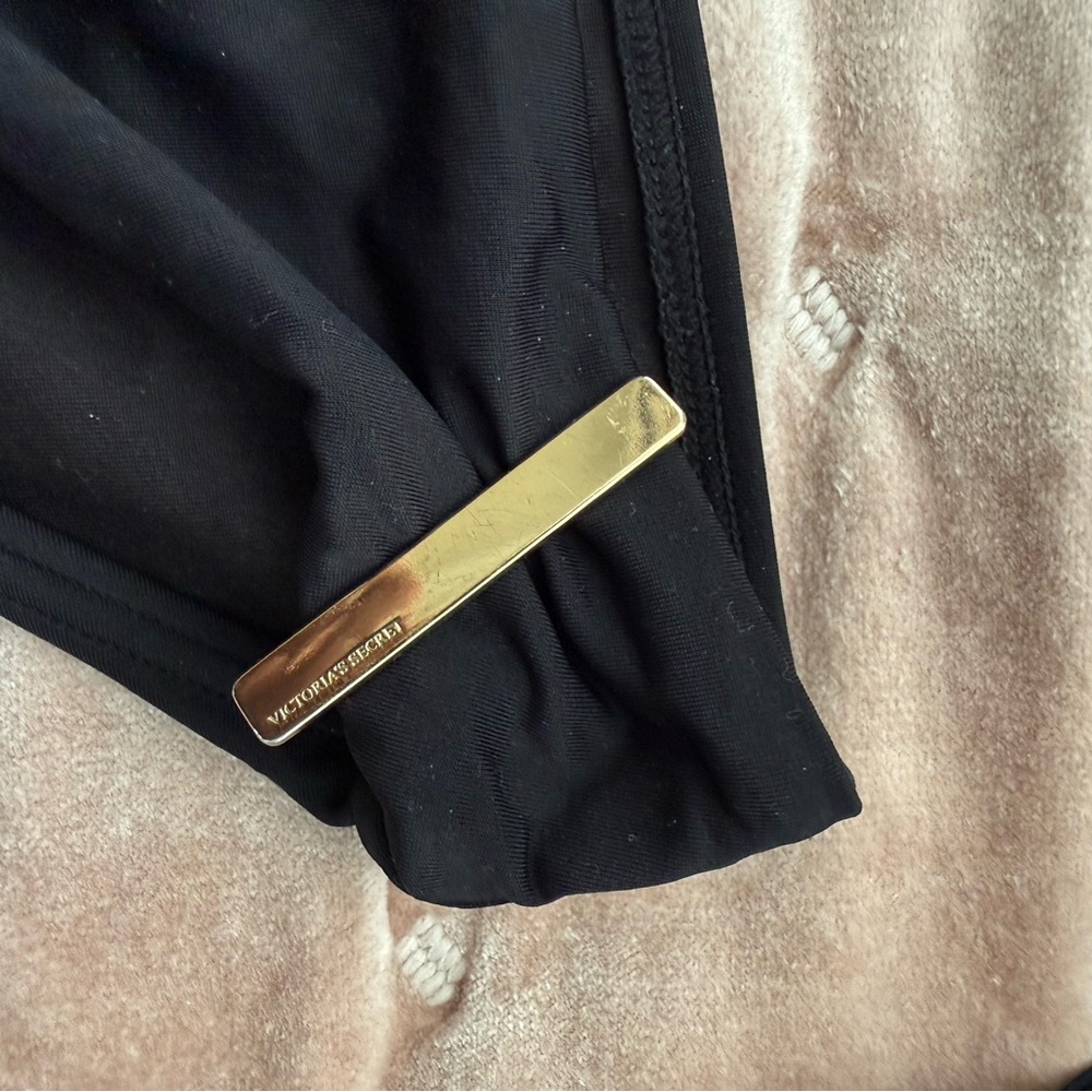 Victoria's Secret Black Bikini Bottom with Gold Accent